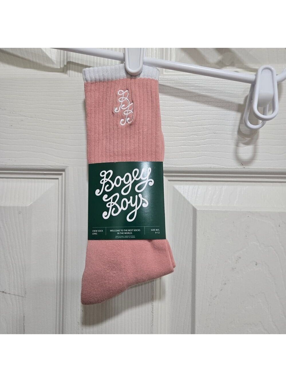 Bogey boys socks by macklemore mens size 9-12 m/L pastel pink long crew socks - Picture 2 of 7